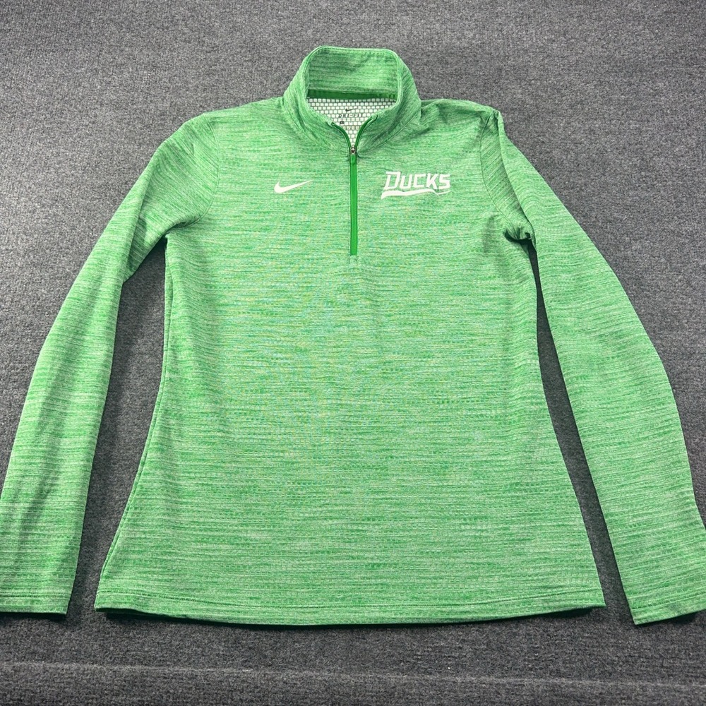 Nike Dri-FIT Oregon Ducks Quarter Zip Pullover Green Space Dye Womens Large